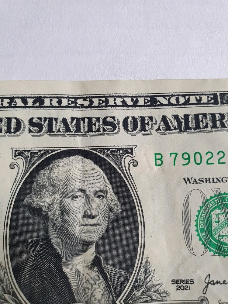 US One Dollar Bill Currency Ink Bleed Front ERROR 2021 Circulated