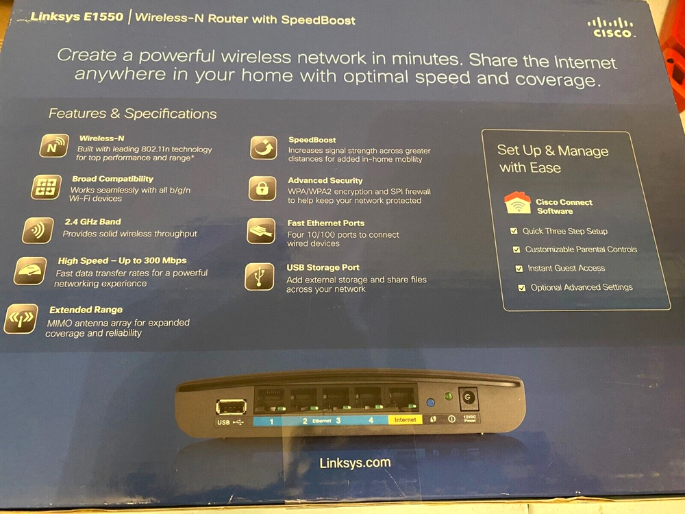 Linksys E1550 Wireless-N Router W/SpeedBoost
