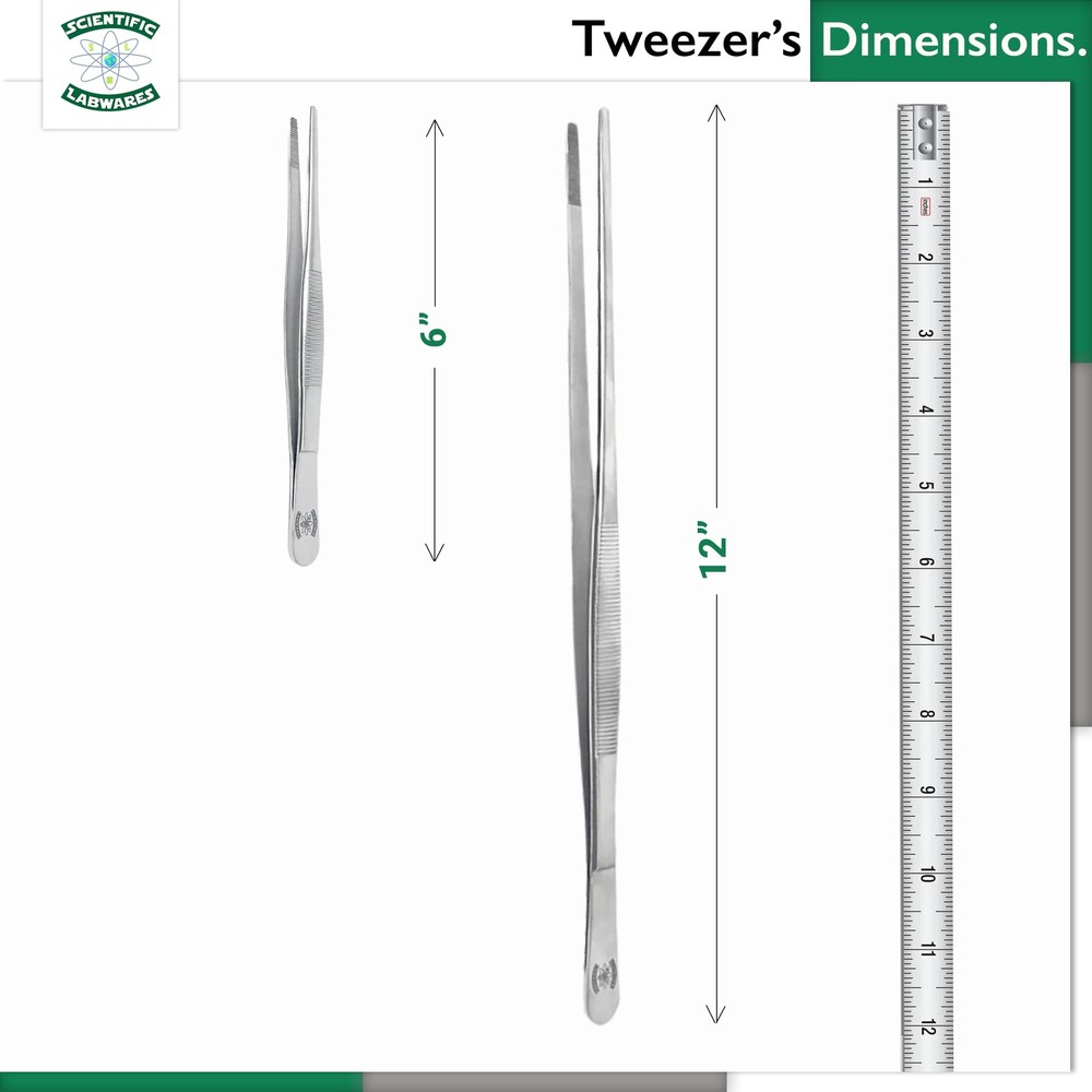 Scientific Labwares Silver Premium Antimagnetic Thumb Forceps Precision Grip