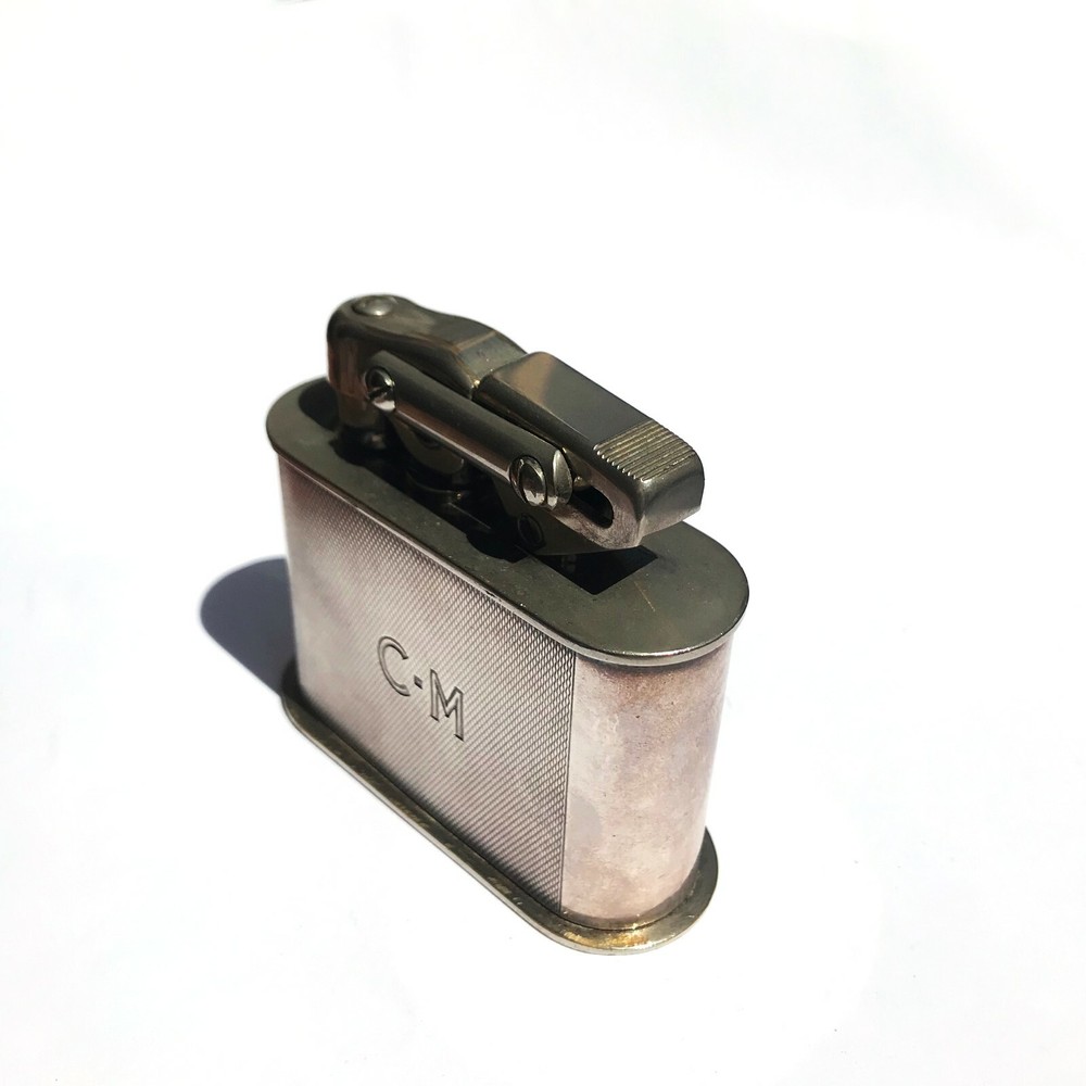 Karl Weiden Table Lighter Great working Condition, Engine Turned Silver