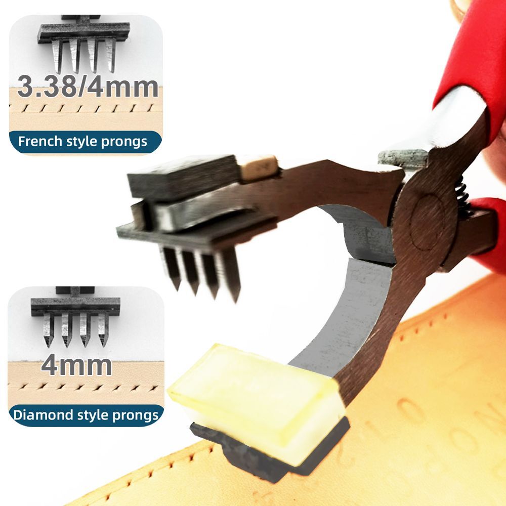 Leather Craft Tools Hole Punch Plier Silent Pricking Iron Chisel Sets 4mm/3.38mm