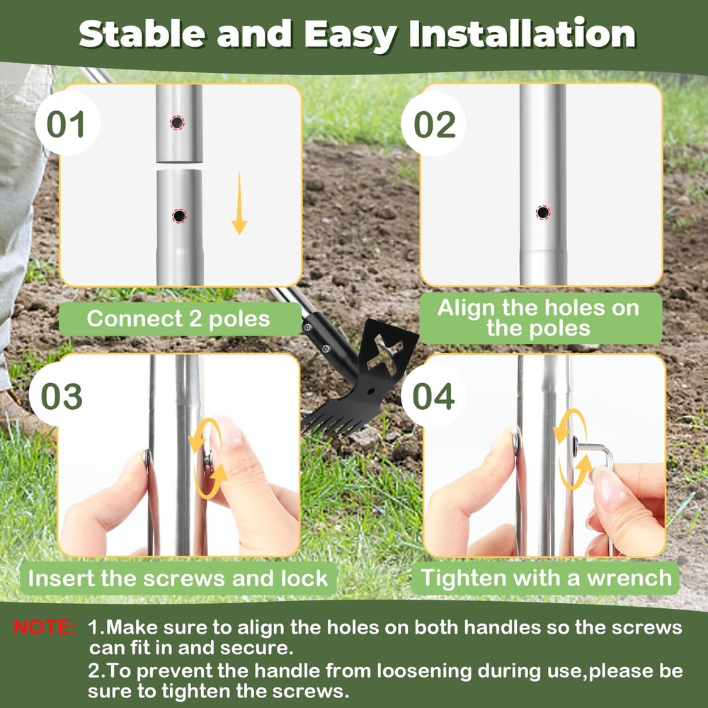 Weed Puller Tool with Long Handle, 60" Manual Weeding Tools Gardening, 2 in 1...