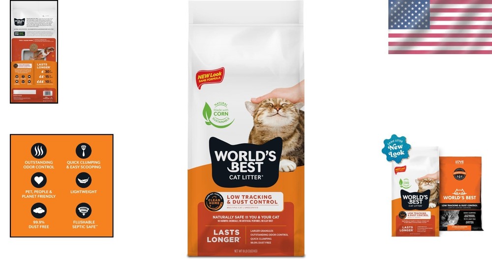 Flushable & Quick Clumping Unscented Cat Litter - 8 lb Natural Corn Formula