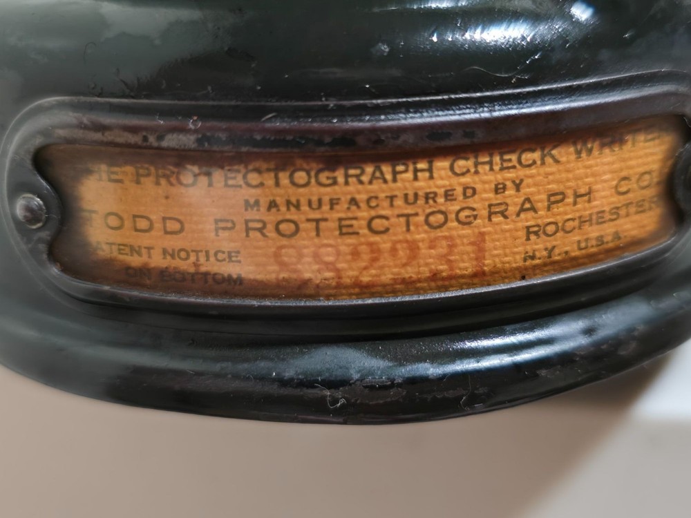 Todd Protectograph Check Writer Antique Machine Black & Brass Manual Operation