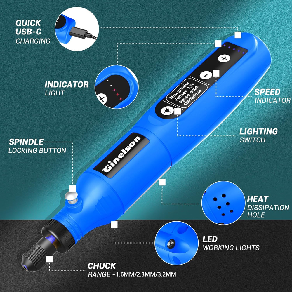 Cordless Rotary Tool, 5 Variable Speed Mini Rotary Tool Kit with 70 Accessories