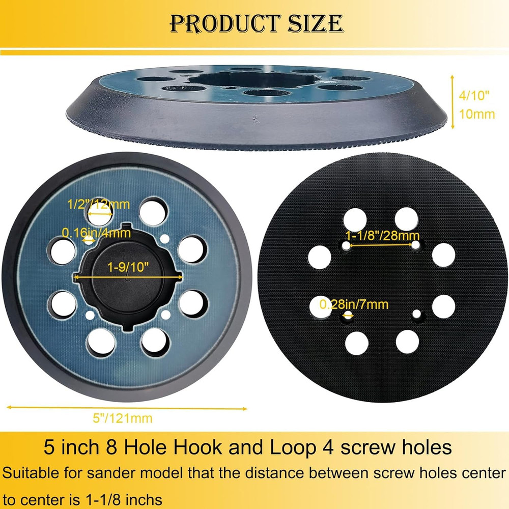 5" 8 Hole Hook and Loop Replacement Sander Pad for Dewalt Random Orbital Sander,