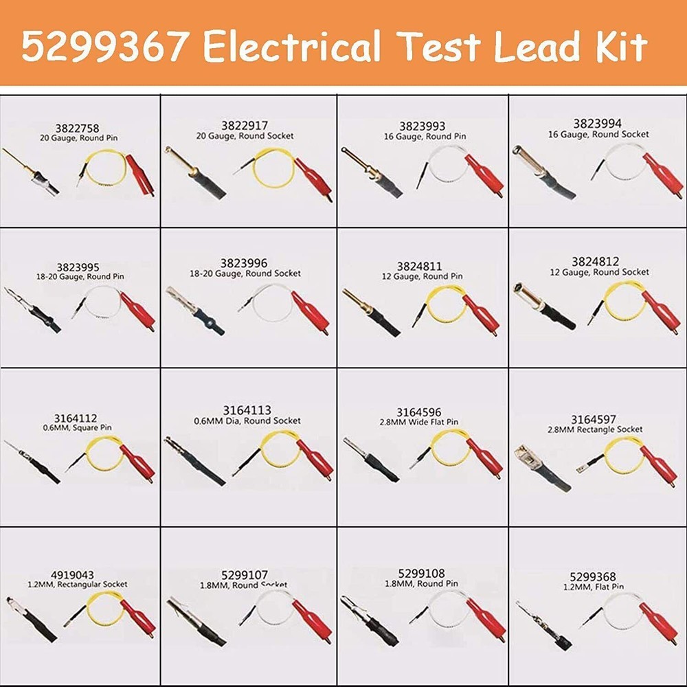 16pcs Electrical Test Lead Kit for Cummins 5299367 Circuit Tester Wire Connector