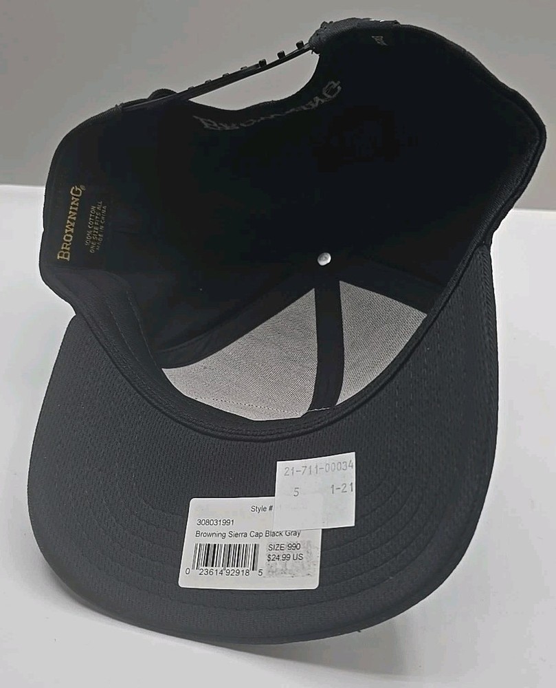 Browning Sierra Black Gray Adjustable Cap Hat $25