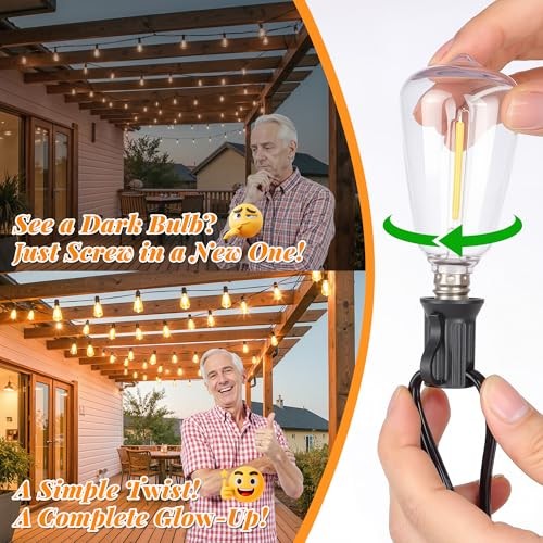 Pack ST38 LED Replacement Bulbs for Outdoor String Light, E12 LED 25