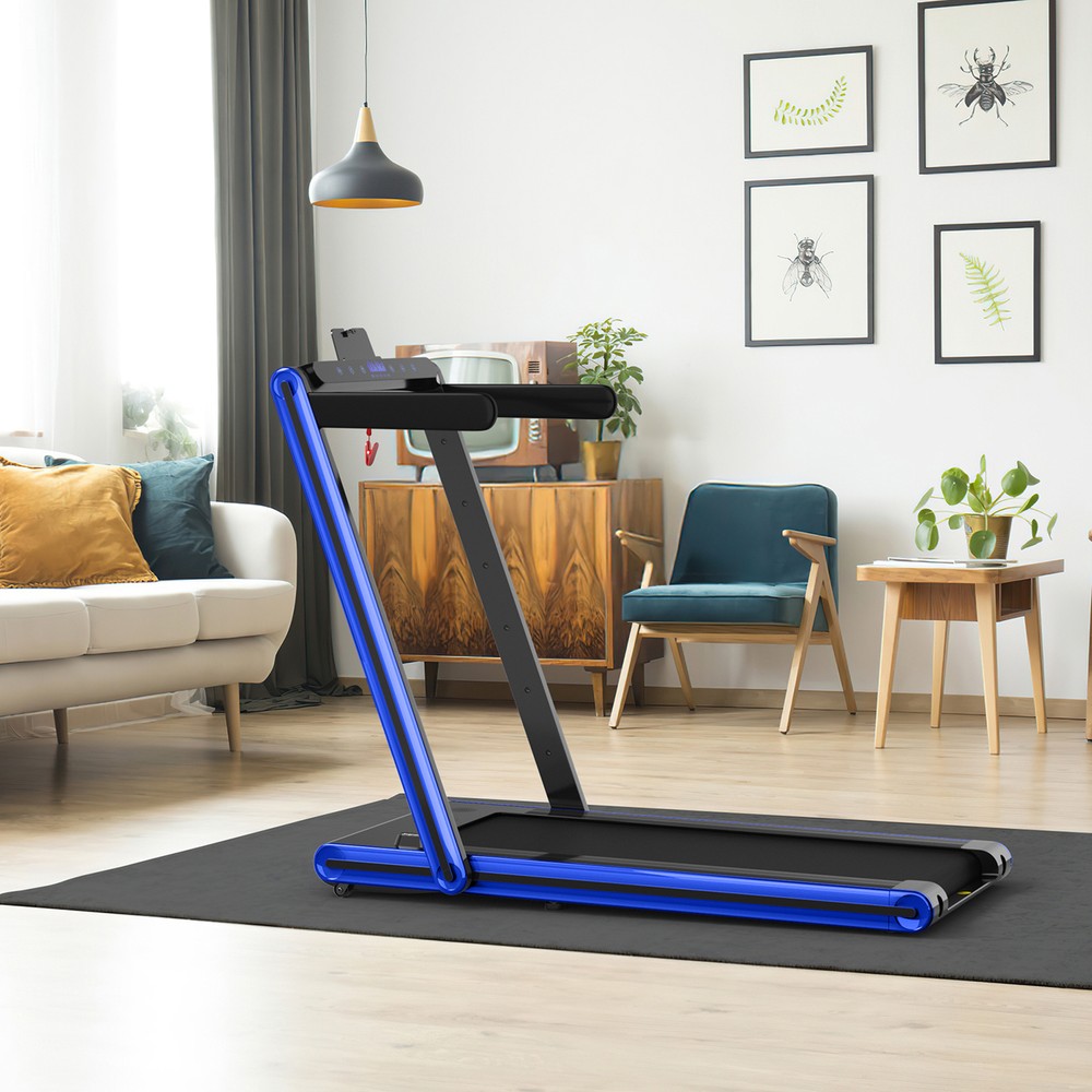 2.25HP Folding Treadmill 2-in-1 Walking Running Machine w/ APP & Remote Control