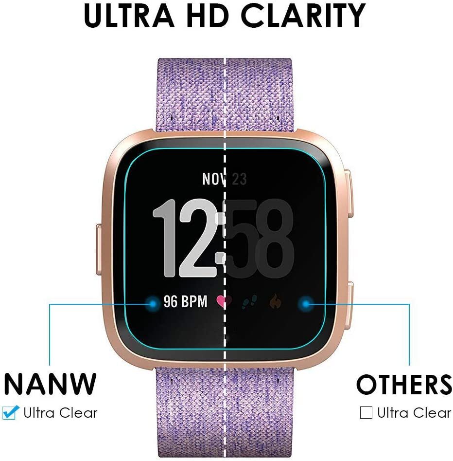 2-Pack Tempered Glass Screen Protector For Fitbit Versa Fitbit Versa Lite Watch