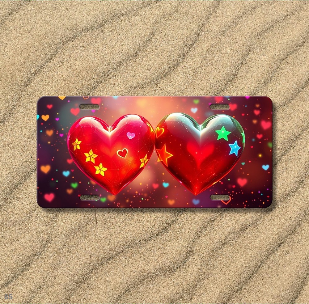 Premium Hearts License Plate Customizable Auto Tag Everyday Gift