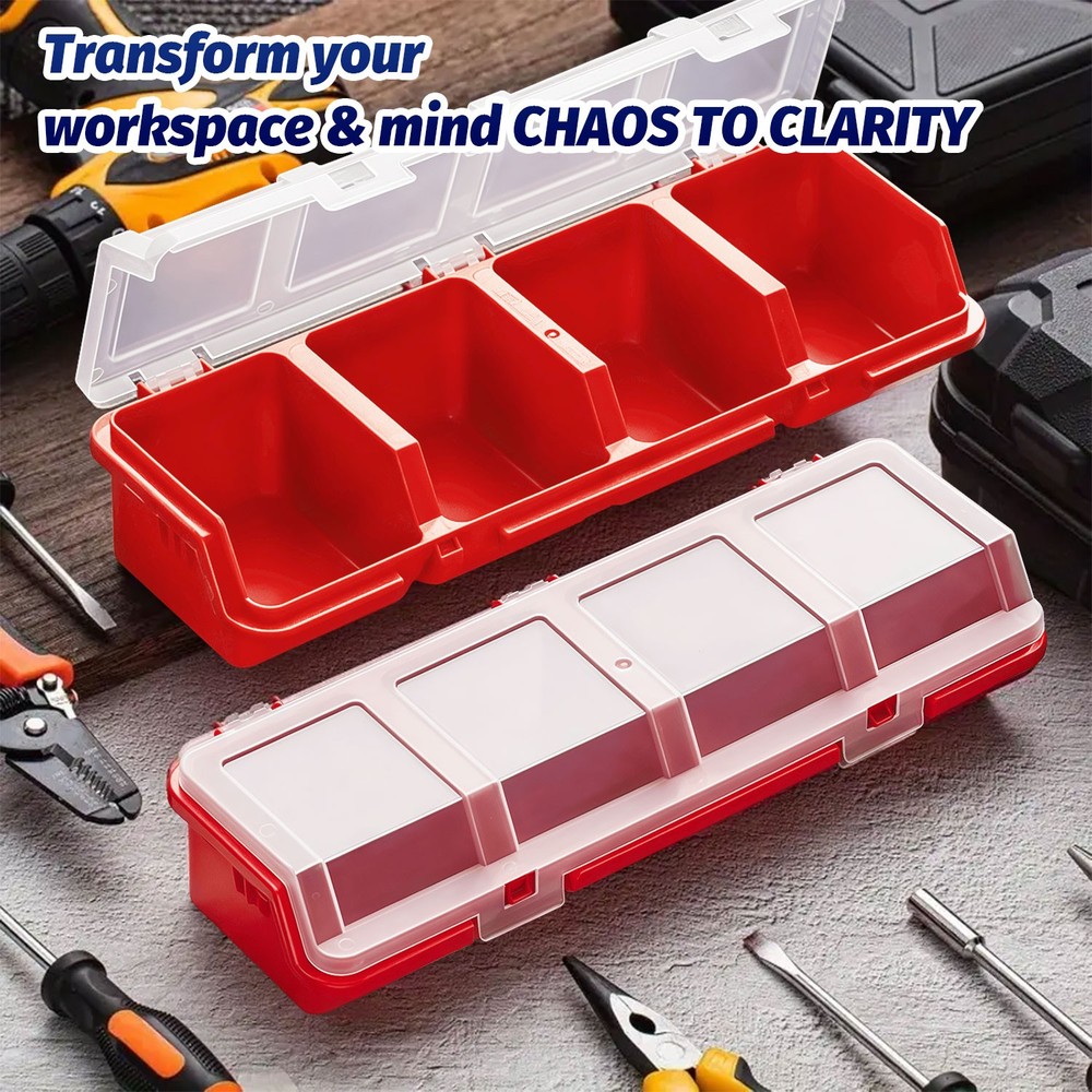 4 PCS Screw Organizer with Lids Hardware Parts Tool Classification Storage Box