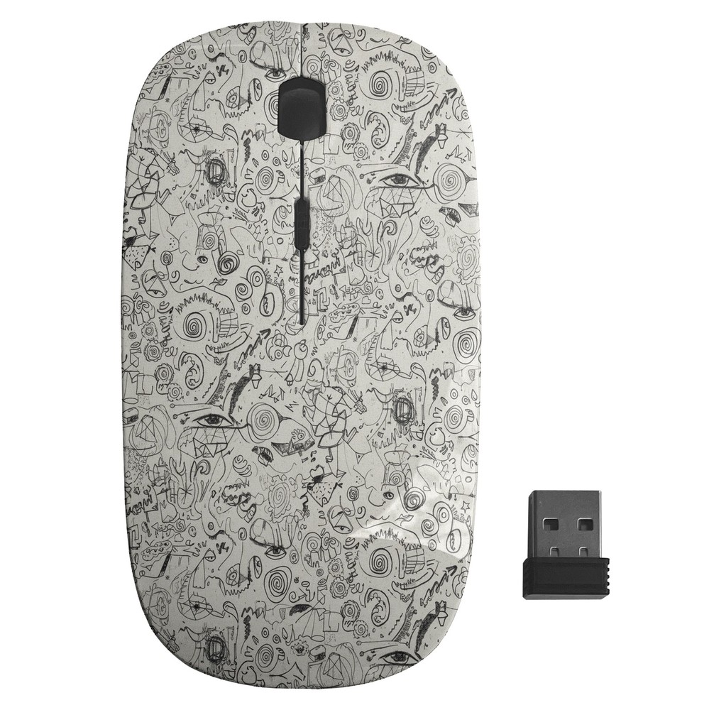 Doodles Faces Whimsical Pattern, Optical Wireless Mouse, Desktop Laptop Mice