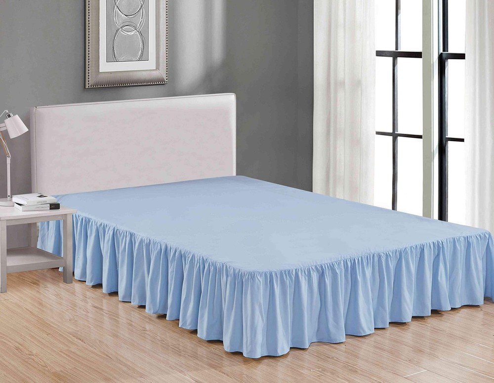 Sheets & Beyond Wrap Around Solid Microfiber Luxury Hotel Full, Light Blue