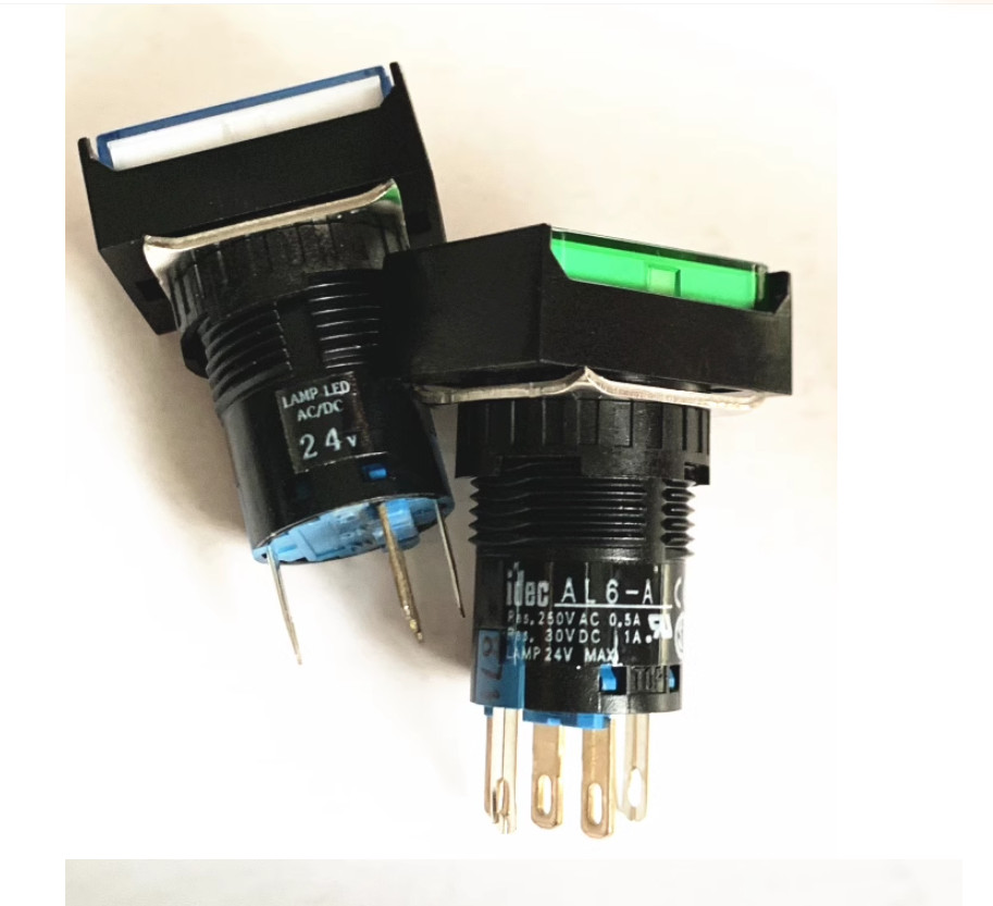 1PC New IDEC Self-locking pushbutton switch with light 8 pin 24V AL6H-A24PGC #LL