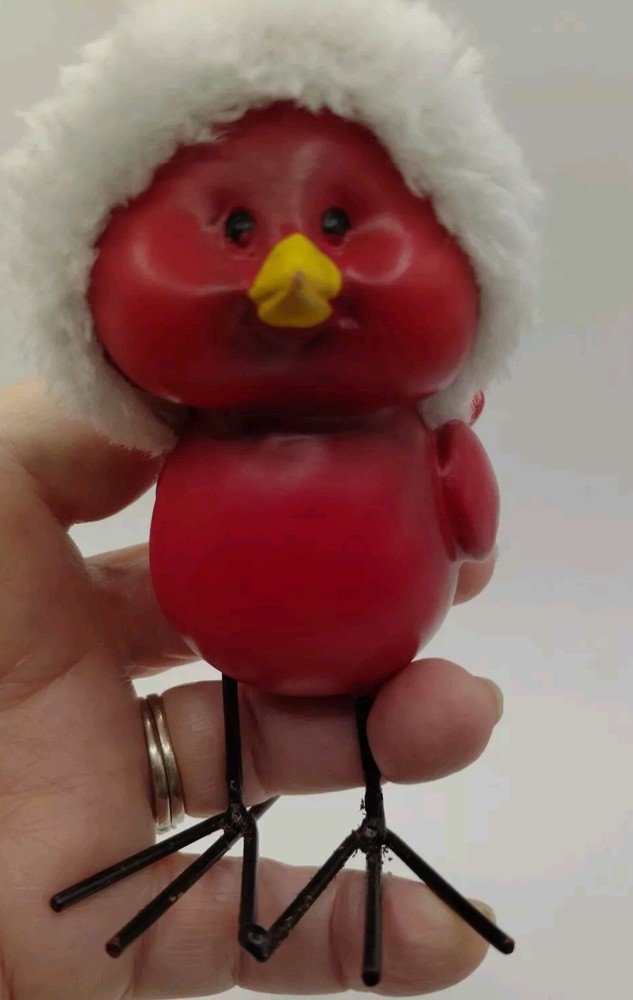 Cardinal With Poka Dot Santa Hat