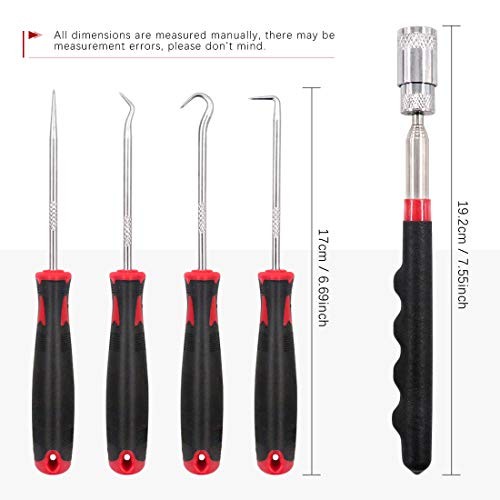 Swpeet 9Pcs Long Hook Set with Magnetic Telescoping Tool Kit, Precision