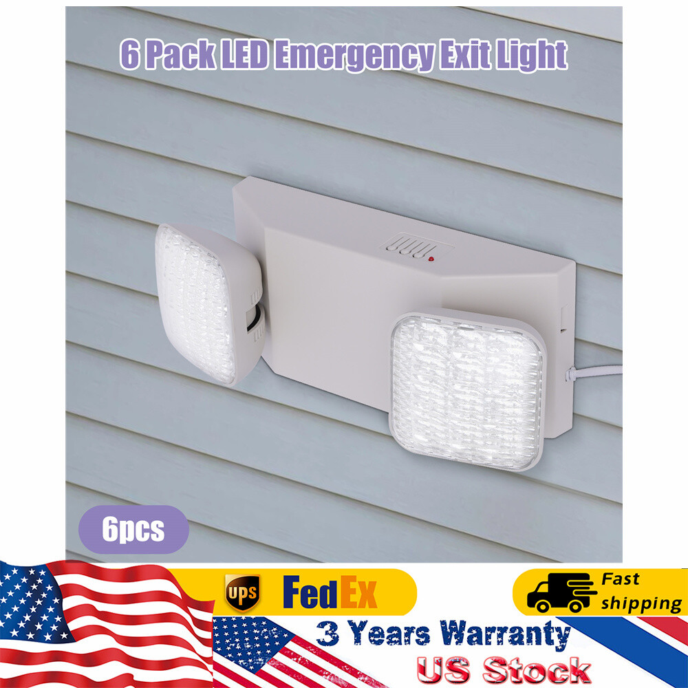 6 Pack LED Emergency Exit Light Adjustable 2 Head With Battery Back-up 924 US