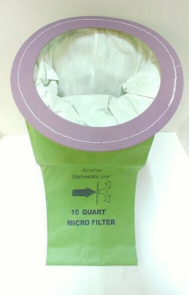 MICRO LINED DISPOSABLE PAPER FILTER BAGS FOR 10 QUART BACKPACK VACUUM 10/PK