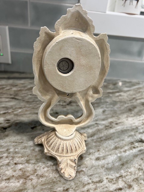 Painted Cast Iron Quartz Desk Clock Works Vintage