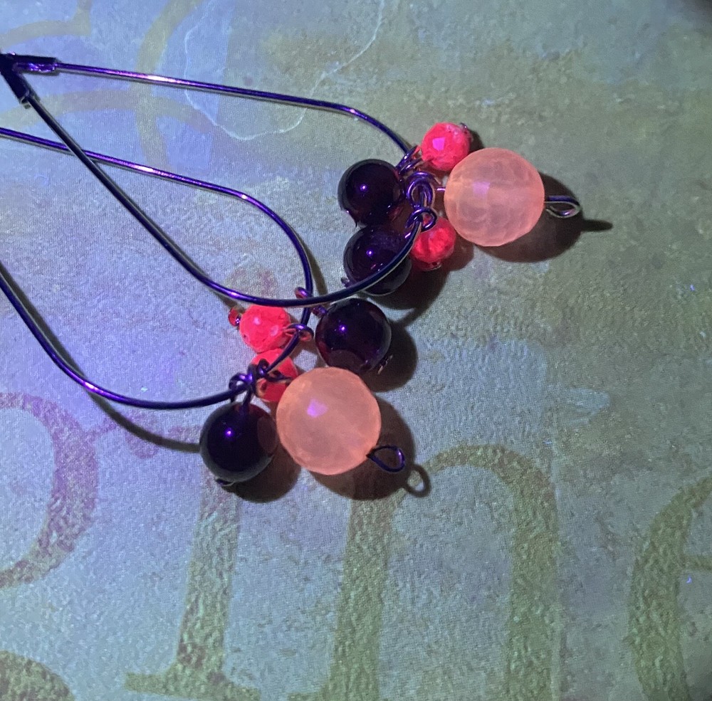 Ruby, Red Garnet, & Rose Quartz Genuine Stone Handmade Earrings