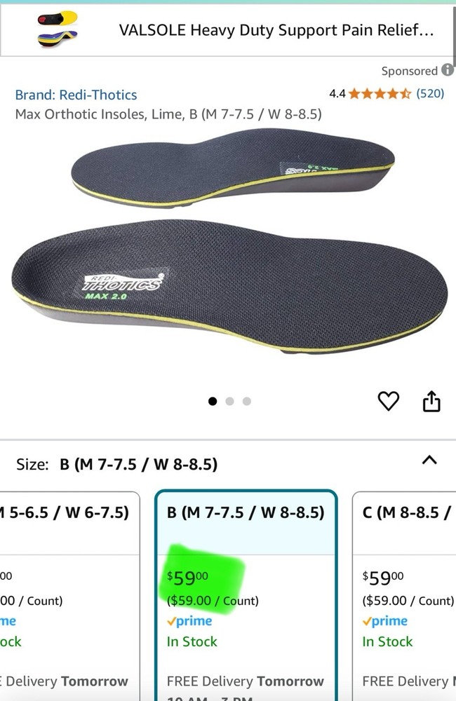 Redi-Thotics Max Orthotic Insoles - Size A-no original packaging