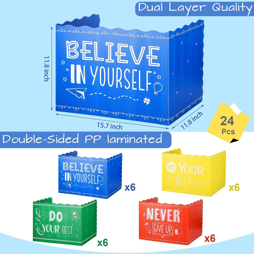 24 PCS Privacy Folders Students Waterproof Plastic Study Carrel Multicolor