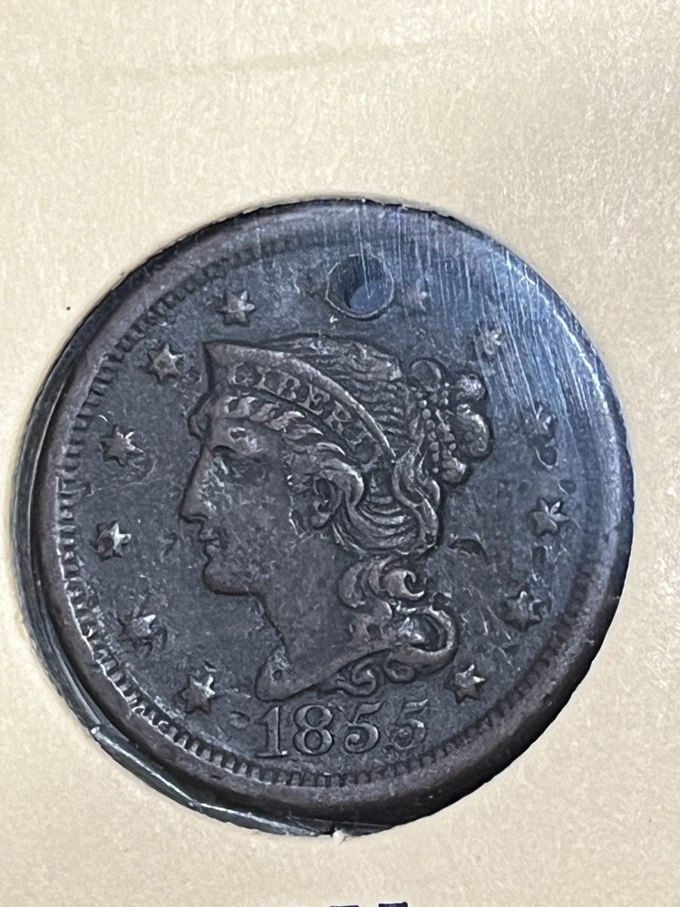 1855 Large Cent - Slanted 5's