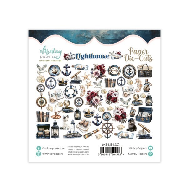 LIGHTHOUSE 60pc Paper Die Cuts Ephemera Mintay Papers Scrapbook