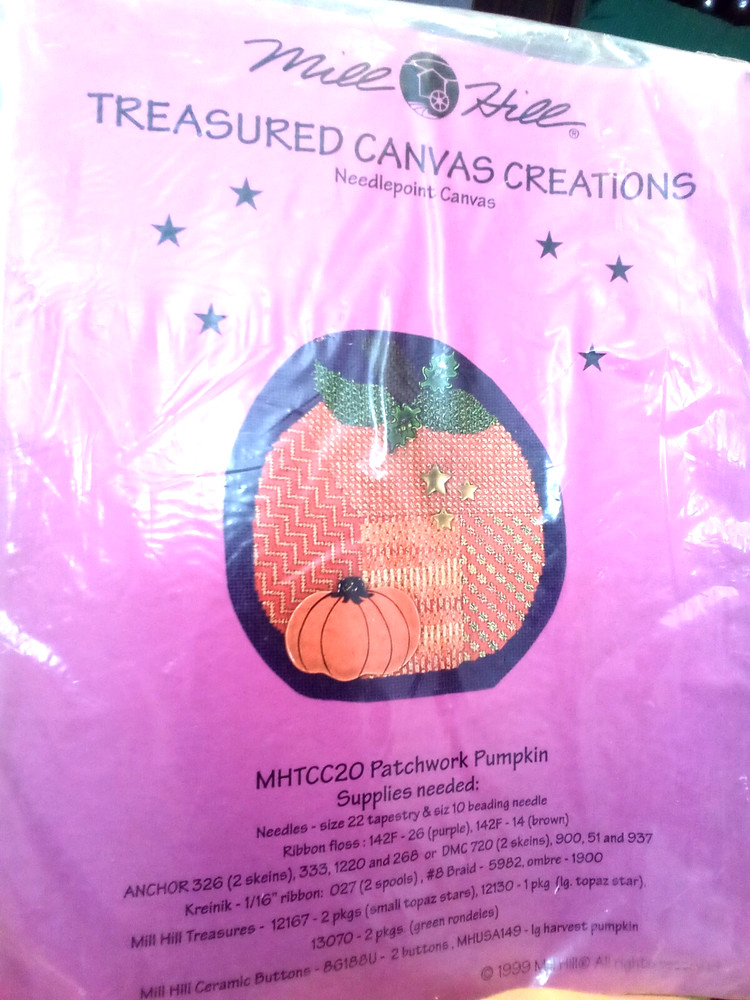 Mill Hill Treasured Canvas - Patchwork Pumpkin needlepoint canvas
