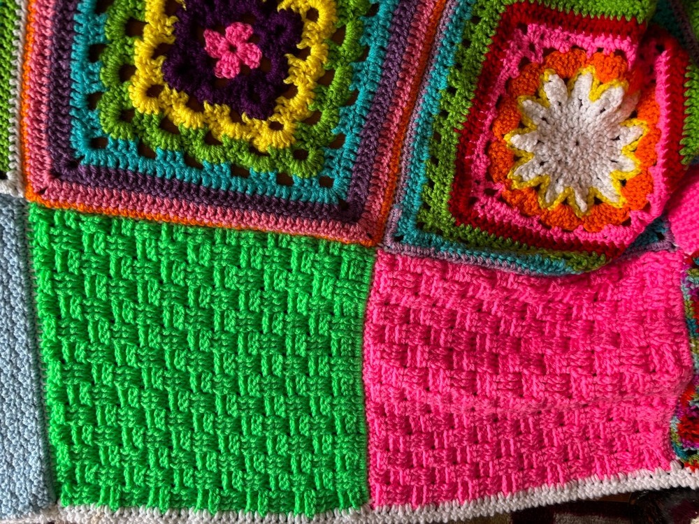 Hand Made Multicolor Afghan 53"x66" New