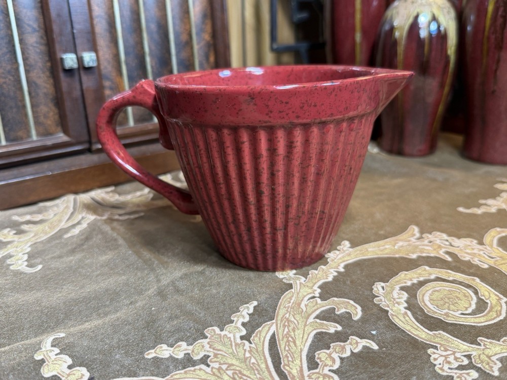 Paula Deen Red Speckled Stoneware Measuring Cup Fluted Rustic Chip