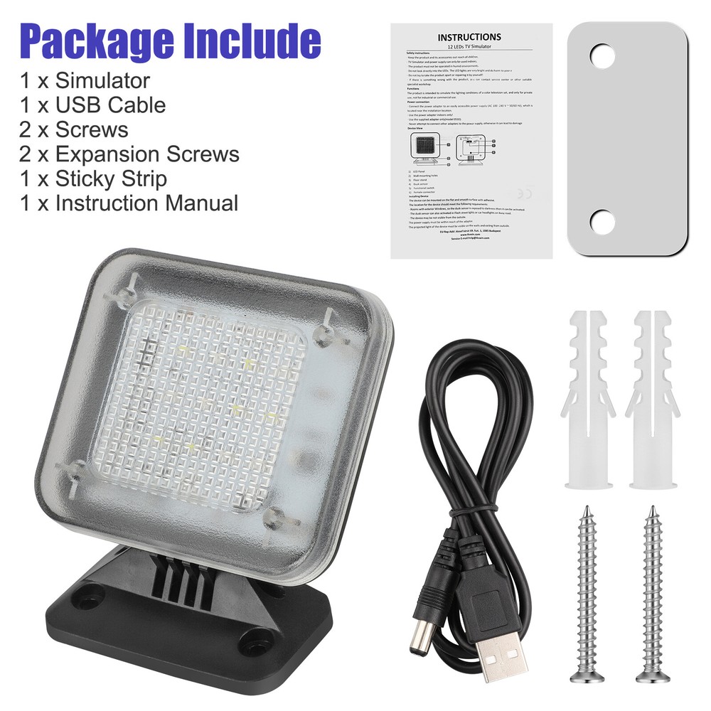 TV Simulator Extra Bright LED Light With Timer For Home Security Tool USB Charge