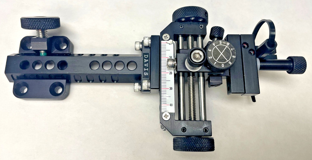 3" DAVIS TARGET SIGHT-Single Knob Mount-4" Ext-BLACK/BLACK KNOBS