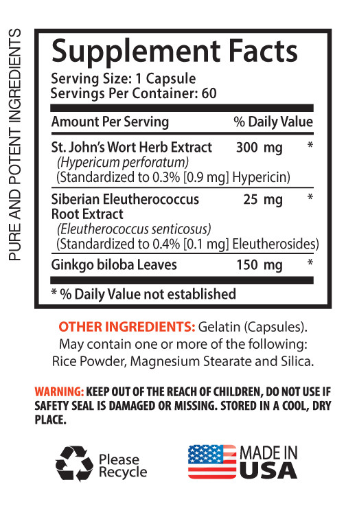 Leaf Extract - ST. JOHN'S WORT EXTRACT - Stress Help - mood support - 3 Bottles