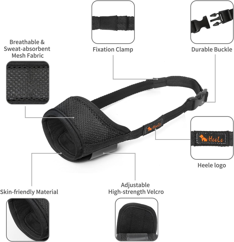 Dog Muzzle,Soft Nylon Muzzle anti Biting Barking Chewing,Air Mesh Breathable Dri