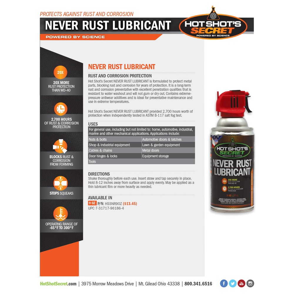 NEVER RUST Lubricant 9 OZ