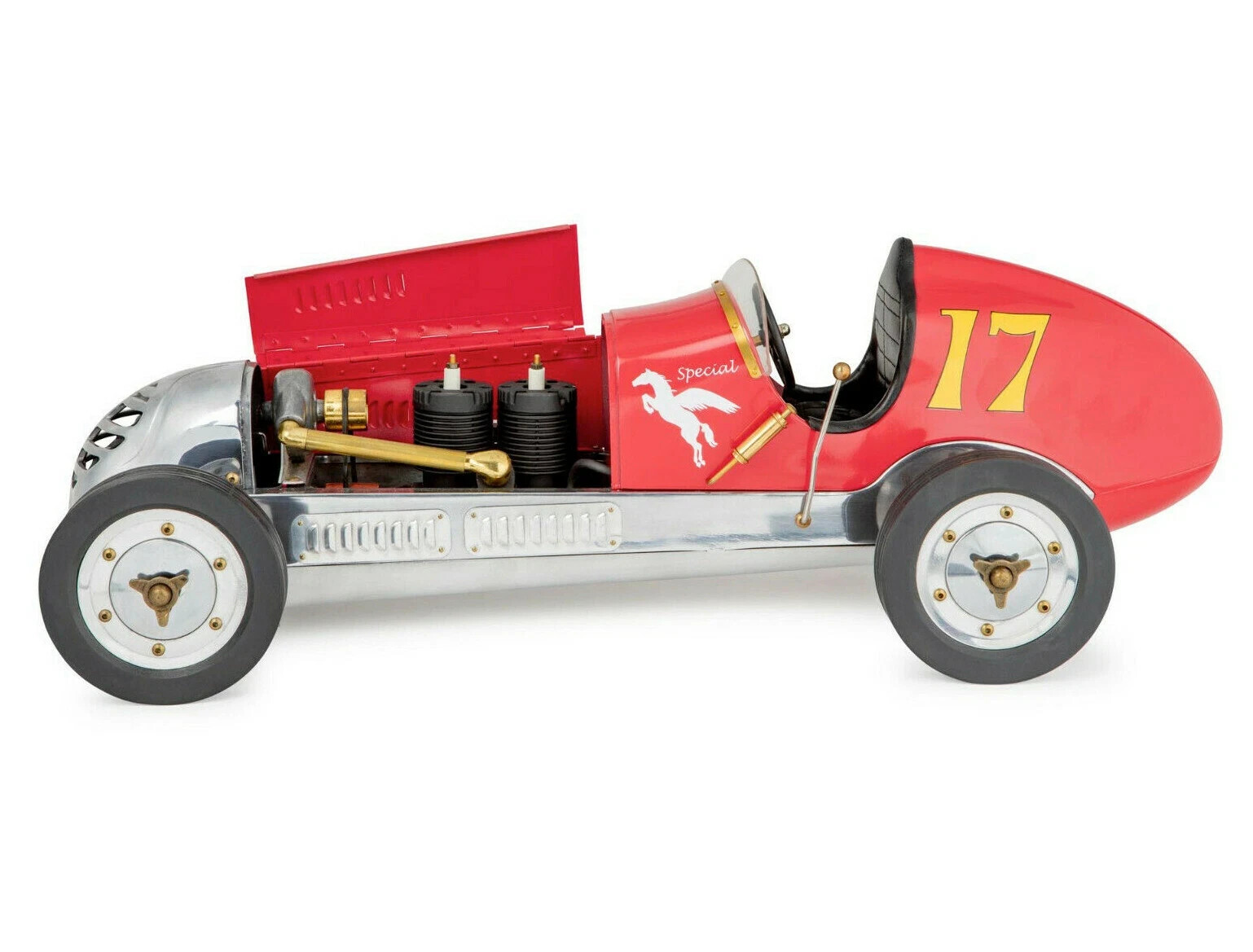 BB Korn Red 1930s Tether Car Aluminum Model 21" Replica Racing Spindizzy New