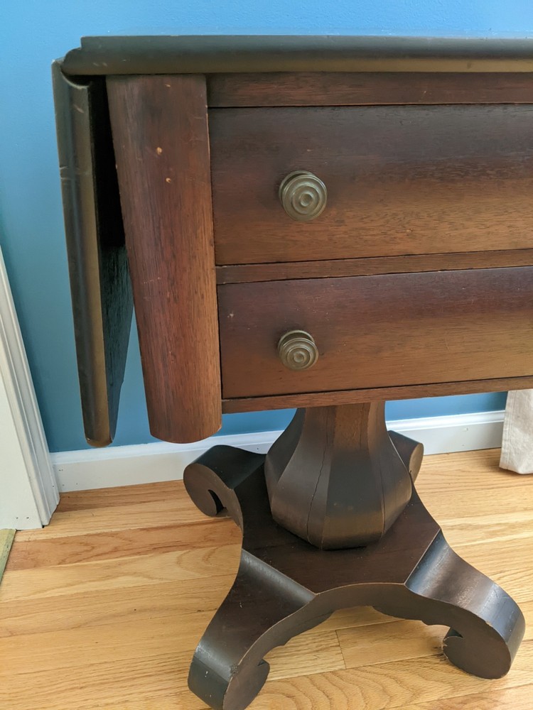 RARE Antique Solid Mahogany Imperial Grand Rapids Folding Side Table Drop Leaf