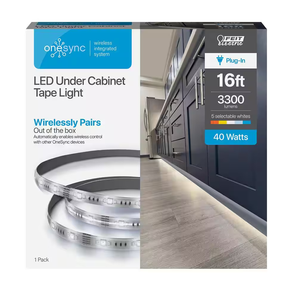 16 Ft. Plug-In White Strip Light Cuttable Linkable Integrated LED Color Changing