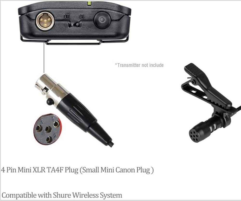 Lavalier Microphone Lapel Microphone Compatible with Shure Wireless Transmitter