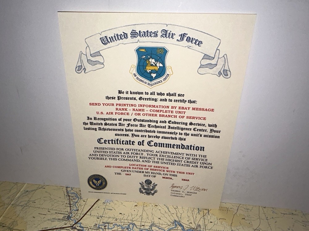 U.S.A.F. / AIR TECHNICAL INTELLIGENCE CENTER - CERTIFICATE OF COMMENDATION