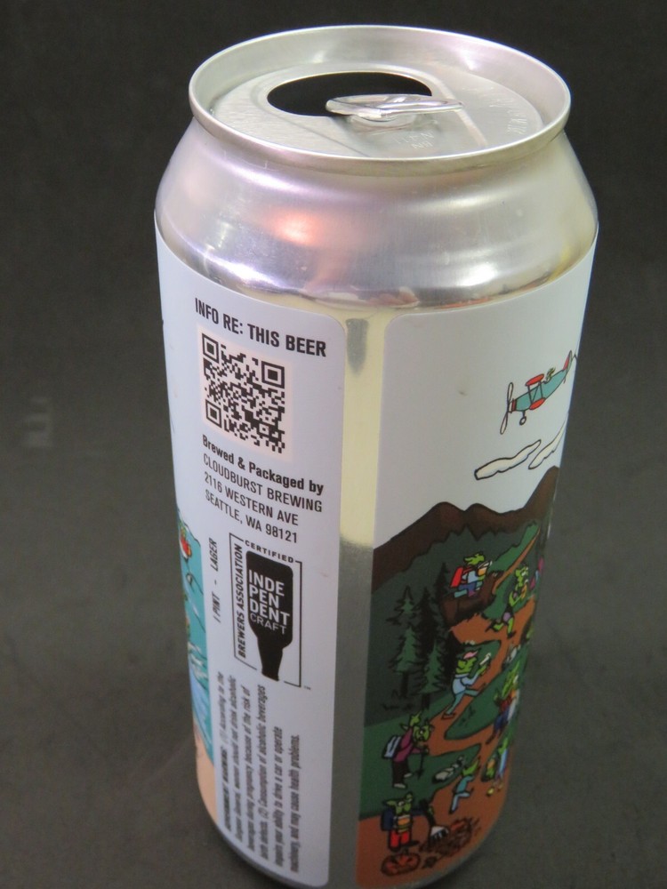 Craft BEER Empty Can ~ CLOUDBURST Brewing Froth Goblin Helles ~ Seattle, WA