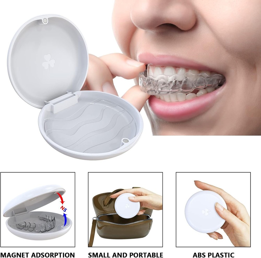 2 Pack Retainer Case,Solid Orthodontic Retainer Case-White
