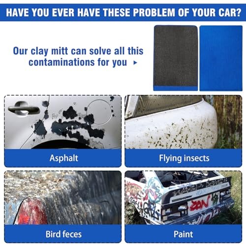 2 Pack Clay Mitt and Bar, Medium Grade Bundle With Clay Towel for Car Blue