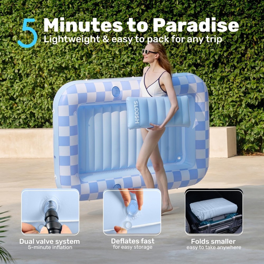 Durable Inflatable Tanning Bed Float, 70" x 46" - Perfect for Private Sunbathing