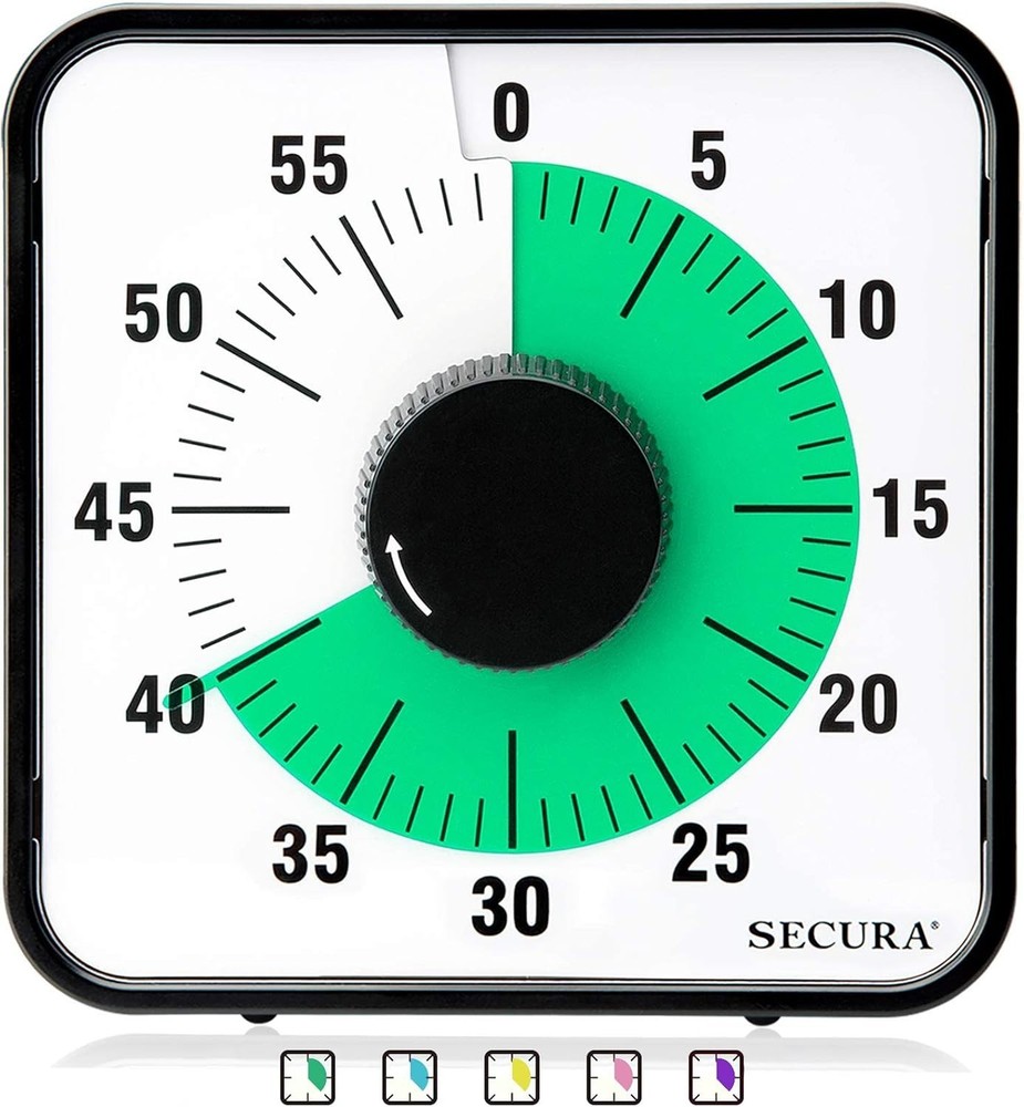 Magnetic Backing 60-Minute Visual Timer - Easy to Use Mechanical Clock in Green