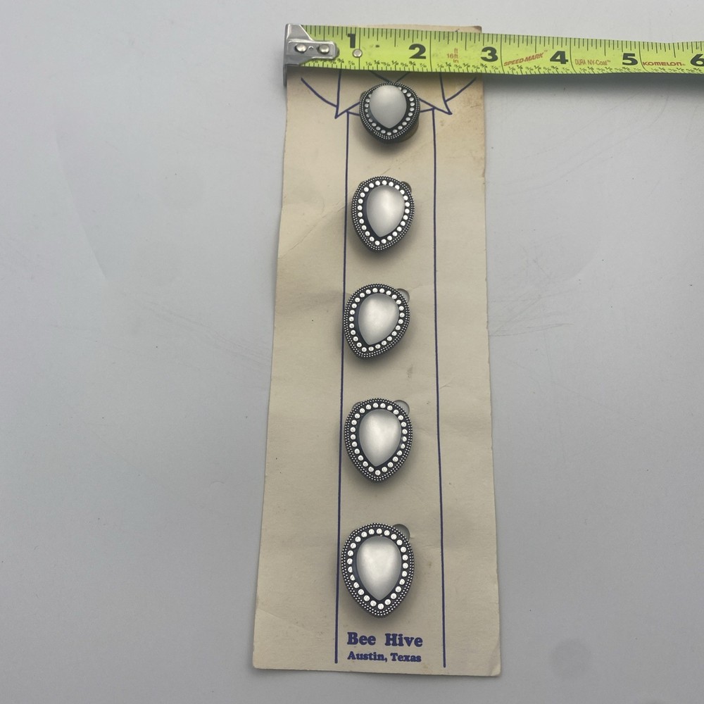 VINTAGE Tear Drop Silver & White Button Covers 1990s Bee Hive Austin Texas