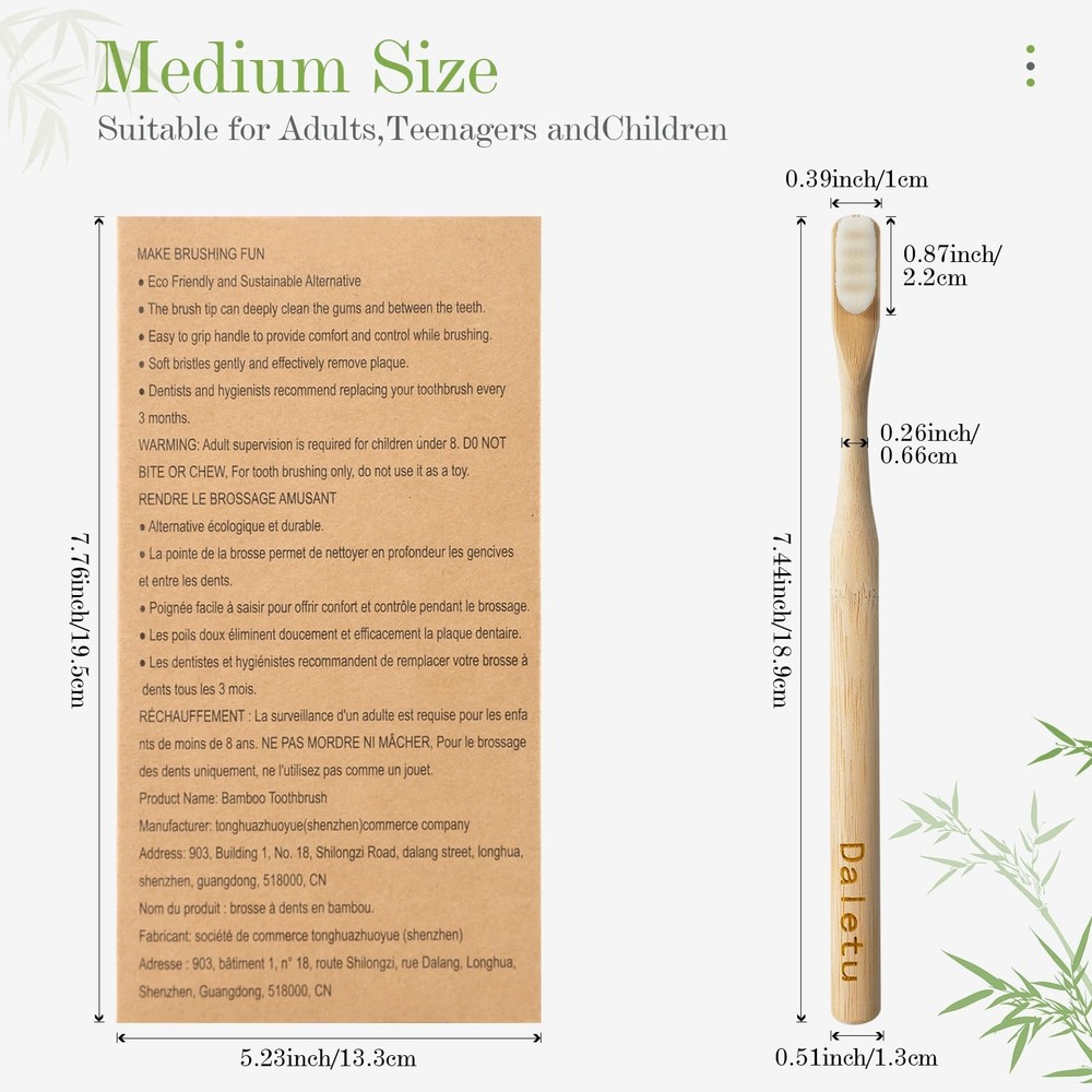 Extra Soft Bamboo Toothbrushes for Sensitive Gums - Eco-Friendly 4 Pack